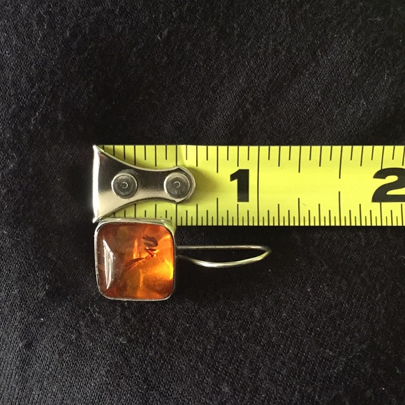 Sterling Silver with Amber Earrings - Picture 5 of 6